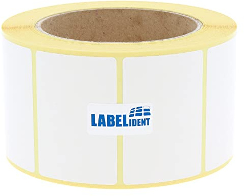Labelident Thermoetiketten 60 x 40 mm - 1.000 Etiketten auf Rolle 76 mm Kern | thermodirekt bedruckbar, selbstklebend und permanent stark haftend für Thermodrucker