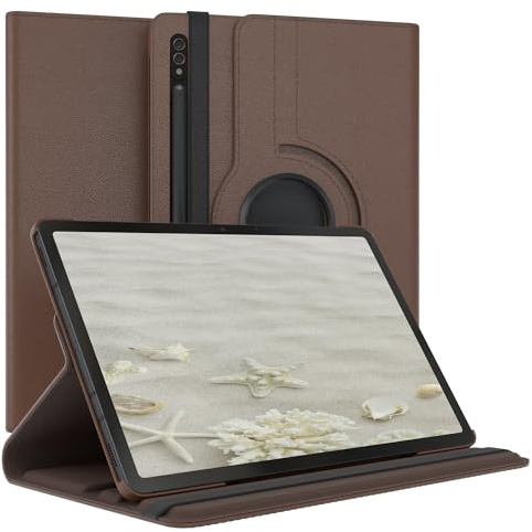 EAZY CASE - Tablet Hülle für Samsung Galaxy Tab S7 / Tab S8 Schutzhülle 11 Zoll Smart Cover Tablet Case Rotationcase zum Aufstellen Klapphülle 360° drehbar mit Standfunktion Tasche Kunstleder Braun