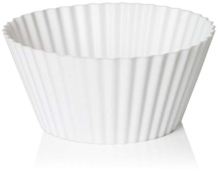 Moldes de silicona para magdalenas, 7 cm, 12 unidades, color blanco, reutilizables, aptos para lavavajillas, sin BPA (6)