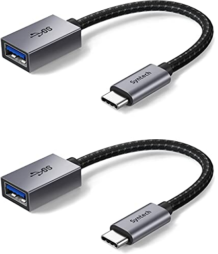 Syntech USB C auf USB Adapter (2 Stücke), USBType C auf USB3.0 Adapter-Kabel, Thunderbolt 3 to OTGAdapter Kompatibel mit iPhone 15 Pro Max, MacBook Pro 2020, Galaxy S9, Dell XPS,Grau