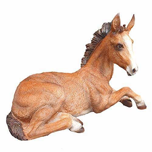 Aspinaworld Pferd Gartenfigur 17 cm liegend – Bauernhof Tierfigur aus Kunstharz für den Außenbereich