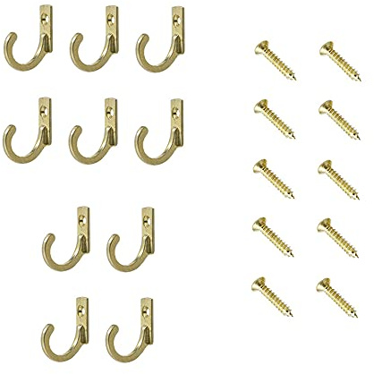 tooloflife 10 Stück Wandhaken, Einzelhaken, Rückseite der Tür, Küche, Bad, strapazierfähig, für Kleidung, Bademantel, Handtuch, Hut, Schlüssel (Gold)