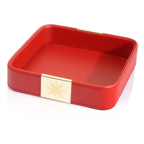 SANZIE Vassoio in pelle di lusso da scrivania, piccolo organizer per riporre gioielli, orologi, chiavi, telefono, portafoglio