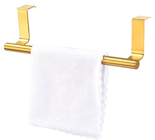 FIYSON Kitchen Door Towel Holder, Kitchen Towel Holder for Hanging, Towel Holder, No Drilling, Stainless Steel, 23 cm Towel Holder for Cupboard Door, Suitable for Kitchen, Bathroom (Gold)
