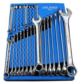 US PRO Tools 25pc Metric Combination Spanner Set 6-32mm in Foam Tray 2274