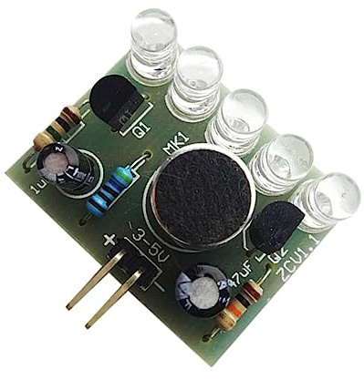 Uonlytech 5 Led Flashing Lamp Module Voice Control Diy Sound Activated Led Fr-4 Pcb 3v-5v