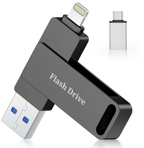 Vackiit 128GB USB-Stick für iPhone Echte Kapazität,Apple-zertifizierter USB 3.0 Stick MFi Lightning,USB-C Foto-Stick,Externer Speicherstick für iPhone,iPad,OTG-fähige Android-Handys,Mac und PC 3-in-1