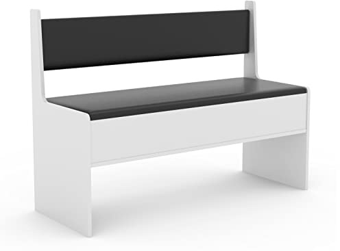 Banco de Esquina de Madera VCM Esal Ancho 110 cm con Arcón y Asiento Plegable en Blanco