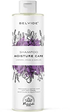 BELVIDE Moisture Care Shampoo mit Arganöl, Lavendelöl und Marulaöl | Naturshampoo ohne Silikone, Sulfate und Parabene
