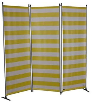 ANGERER Paravent 3-teilig, PE gelb-weiß | Raumteiler, Raumtrenner, Sichtschutz, für Windschutz & Schatten auf Balkon, Bezug aus Kunststoffgewebe, Made in Germany