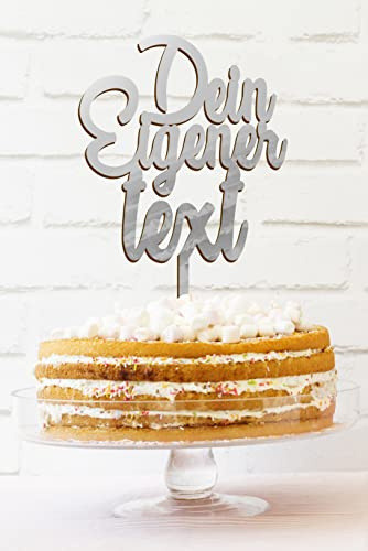 Personalisierten Cake Topper | Hochzeit Geburtstag Kommunion Taufe Firmung Topper Mit Name | Personalisierbares Tortenaufsatz | Dein Text | (Spiegelacryl)