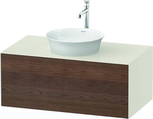 Duravit Tulip Blanco, Mueble de Pared, Ancho 1000 x Fondo 550mm, con 1x extraíble, con tecnología Tip-on, WT49760, Color: Cuerpo: Blanco nórdico Alto Brillo, Frente: Nogal Americano Macizo