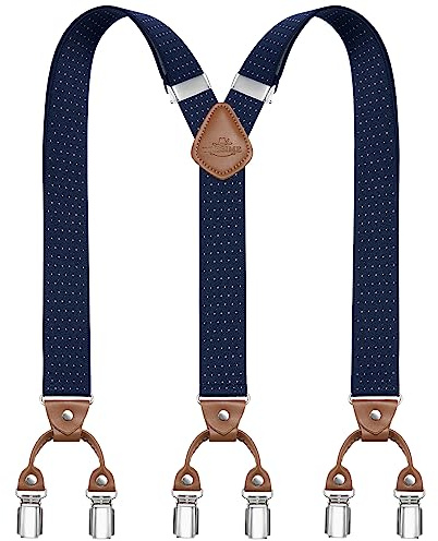 Dresime Hombres Tirantes con Metal Fuerte 6 Clips Y-Back Ajustables Suspenders para Pantalones Heavy Duty