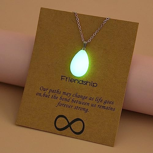 LODMLOER Leuchtende Wassertropfen-Halskette – Naturstein, Fluoreszierender Stein, Freundschaftskette, Leuchtet Im Dunkeln, Leuchtende Schmuck-Accessoires Für Frauen, Teenager, Mädchen