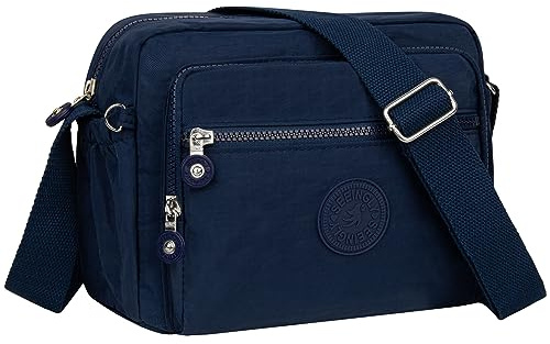 Nuevo IROVE Bolsa Mujer Bandolera Cruzada Impermeable, Mediana, Deportiva para Señora, Viaje y Trabajo, Azul Marino