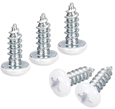 QUARKZMAN ST3.5x8mm Bianco Viti Autofilettanti Viti, 50pz Metallo Piatta Testa Croce Viti per Legno per Falegnameria Testa Piatta Phillips Universale