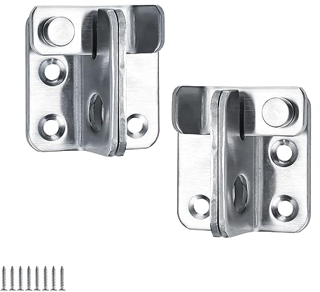 SPRHR 2 Stück Türriegel Abschließbar Edelstahl, Innentür Schiebetür Schloss mit Loch für Vorhängeschloss und Schrauben, für Türen, Fenster, Kleiderschränke (Nach Links Offen + Nach Rechts Offen)