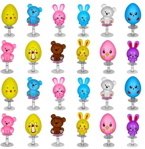 MGparty 24Pcs Easter Jumping Popper Toys Easter Basket Fillers Gifts Party Favors Supplies Stocking Stuffers Gifts for Kids Boys Girls Toddlers Bulk for Classroom Treasure Box Prizes