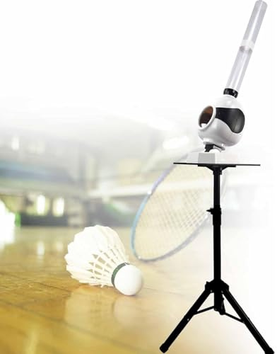DPQYJPP Tragbare Badminton-Aufschlagmaschine, automatischer Badminton-Roboter, Maschinen-Federballwerfer, Einstellbarer Winkel, 50 Ballkapazität, für Indoor- und Outdoor-Training