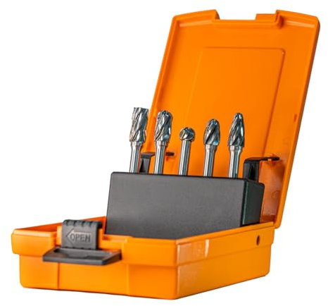 Deruilong 5pcs Carbide Burrs for Aluminum -Aluma Cut Carbide Rotary Burr Files Set 1/4(6.35mm) Shank for Die Grinder Drill,Metal Carving,Polishing,Engraving, Drilling