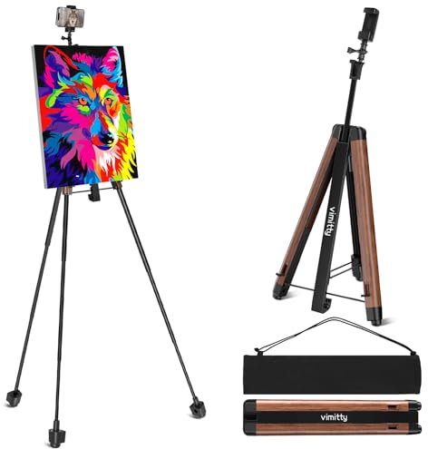 Cavalletto da artista, treppiede in metallo regolabile per dipingere tele da 43,2 cm a 167,6 cm, con borsa per il trasporto e clip per telefono cellulare