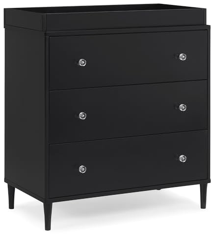 Delta Children Bowie 3 Drawer Dresser with Changing Top, Black Ebony