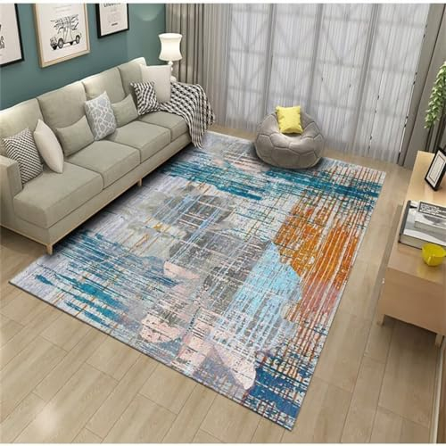 RUGMRZ Kinder Teppiche 200x280CM grosser Teppich büro blau Abstraktes Muster Rutschfester Teenager-Schlafzimmerteppich kinderzimmer mädchen
