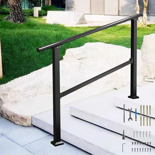 TreppengeläNder Kohlenstoffstahl, Handlauf Winkelverstellbar, GeläNder AußEn & Innen für Treppen Garten, Schwarz