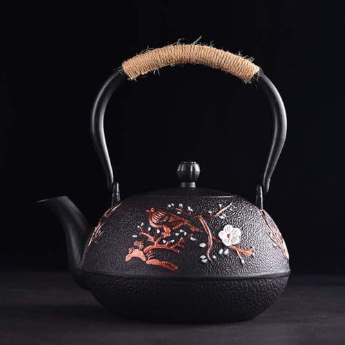 Bouilloire japonaise en fonte faite à la main - Théière rétro en fonte - Couleur : C