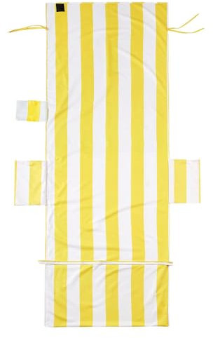 Povanjer Copri asciugamano per sedia da spiaggia, asciugamano per poltrona lounge, Asciugamano per sedia da piscina a righe con 3 tasche, Morbide coperture per sedie, coperture per sedie a sdraio,