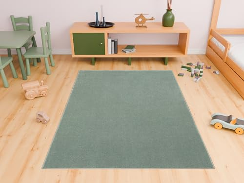 AKCILA Lima rechteckig Grün Wohnzimmerteppich 120x170 cm, Kinderzimmer Kurzflor Teppiche Mädchen, Jungen, Kids Carpet, Spielteppich Kinder Babyzimmer Tepich, Teppich Schlafzimmer,Teppiche Gegend