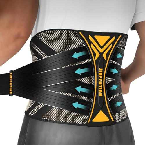 JIUFENTIAN Copper Back Braces for Lower Back Pain with Support System - Lower Back Brace for Herniated Disc,Lumbar supports for Sciatica, Scoliosis,Heavy Lifting and Work(Large)