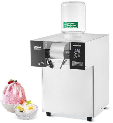 VEVOR Máquina de Hielo en Forma de Copos de Nieve 175kg/24h Máquina para Raspar Hielo Acero Inoxidable Sistema de Enfriamiento por Aire para Rápida Disipación del Calor para Panaderías, Cafeterías