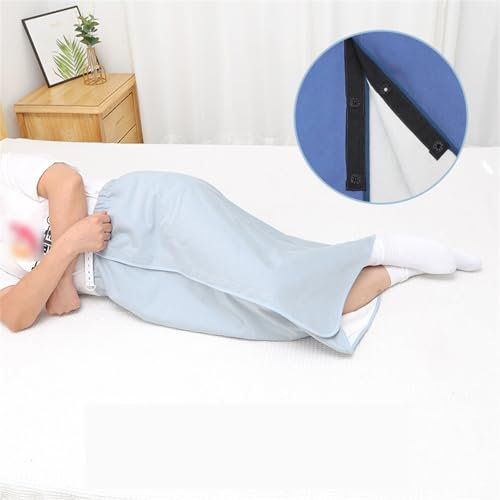 LVYUDS Baumwolle Auslaufsicher Inkontinenzunterlage Waschbar Menstruation ältere Menschen Inkontinenz Bettunterlage Rock 3 in 1 Atmungsaktiv Inkontinenzauflage Verstellbar(M,Light Blue-Button)