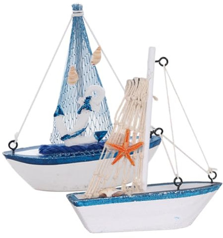 Cabilock 2stücke Holz Segelboot Modell Deko Mediterranes Ornament Für Wohnzimmer Büro Schlafzimmer Handgefertigte Tischdekoration