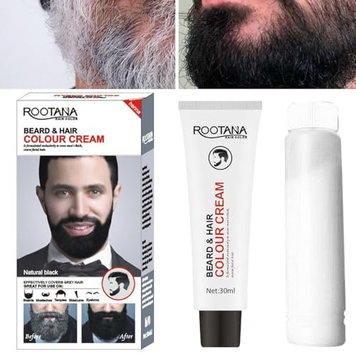 Bartfärbemittel für Herren, 60 Ml Bartfarbe für Herren, Natürlich Verdunkelndes Bartshampoo für Herren, Bartfärbemittel In Wenigen Minuten, Langanhaltend Färbende Bartcreme, Natürlicher Farbeffekt