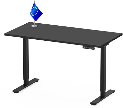 FLEXISPOT Höhenverstellbarer Schreibtisch Made IN EU Einteilige Tischplatte140x80 cm-mit 2 starken Motoren-Stabiler Schreibtisch Höhenverstellbar Elektrisch-Standing Desk mit Memory-Funktion(schwarz)