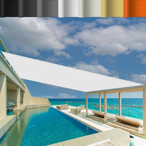 Vela Ombreggiante Quadrata 2.6 x 5 m Traspirante Tenda a Vela per Giardino Protezione Solare per Balcone per Esterno, Giardino e Terrazza, Piscina, Bianco
