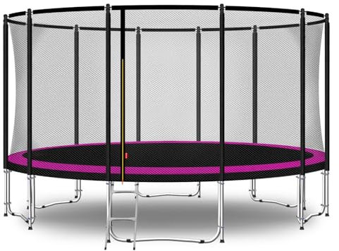 Baunsal® Trampolin Outdoor Ø 457 cm (FGOS) pink-schwarz als Komplettset Gartenspielzeug Kindertrampolin Gartentrampolin rund Garten Spielzeug für Kinder