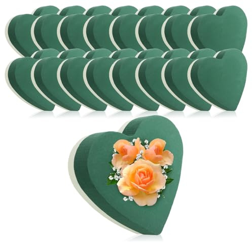 com-four® 16x Steckmasse für Blumengestecke in Herzform, Steckschaum | Steckschwamm zum Basteln für Hochzeit - Ostern und Geburtstag - Steckschaum-Herz