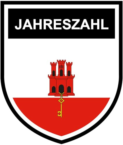 Samunshi® Gibraltar Fahne mit Wunsch Jahr Flagge Aufkleber Wappen Abzeichen Autoaufkleber für Motorrad Fahrrad Roller Auto Sticker Mtb Mountainbike Form C 7,9 x 10cm