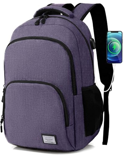 MoFut Zaino da uomo e donna, zaino da viaggio, borsa per la scuola, molti scomparti con scomparto per laptop da 15,6, bagaglio a mano, zaino per studenti, impiegati, viaggi, escursionismo, Lilla, 32