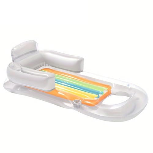 Aufblasbare Poolliege – strapazierfähiger schwimmender Loungesessel mit Getränkehalter und Armlehnen – ideal zum Schwimmen, Strand, See und Partys – bequeme Liege zum Entspannen und Sonnenbaden