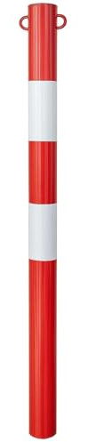 Absperrpfosten 48mm x 120cm – Parkplatzsperre zum Einbetonieren Weiß/Rot – Eisenpfosten für Auto-Parkplätze – Widerstandsfähige Signalbarriere