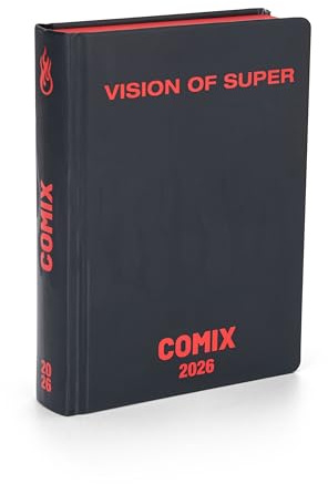 COMIX - Agenda Giornaliera 2026 Limited Fashion Edition, Diario Scuola per Ragazzi e Ragazze, con Copertina Rigida, Sticker Esclusivi, Interno 100% Comix, 12x16,5 cm, Nera e Rossa