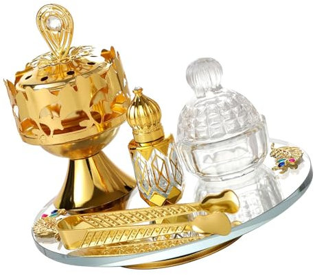 Juego de quemadores de incienso de hierro de vidrio con charola, pinzas, tarro, centros de mesa, decoración para dormitorio, chimeneas