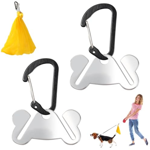 Cheynn 2 soportes de metal para bolsas de excrementos de perros, soporte manos libres para bolsas de perros, excrementos, práctico dispensador de bolsas para perros, accesorios para mascotas, para