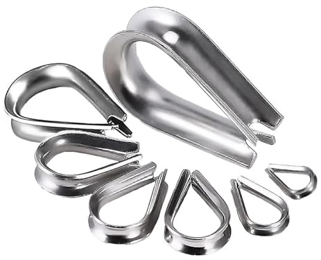 Guardacabos De Cuerda De Cable 100 piezas de guardacabos de acero inoxidable 304, abrazaderas, anillos de corazón de pollo, funda protectora, accesorios de fijación(M4)