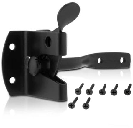 Auto Gate Latch - Garden Gates - Pack 1- Matt Black Finish - Fixings Included - Exterior/Interior Use