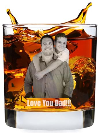 Verre à Whisky Personnalisé avec Image, Verres Imprimés, 240 ml et 330 ml, Cadeaux Uniques pour Hommes, Cadeaux d'Anniversaire et de Départ à la Retraite pour Hommes (transparent, 330, Millilitres)